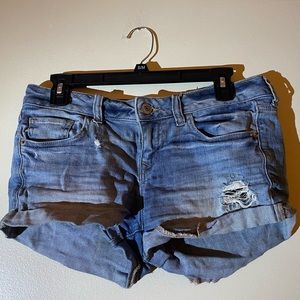 Express Low Rise Distressed Jean Shorts